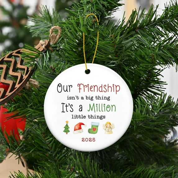 Inspirational Friend Gifts for Women - Ceramic Christmas Ornaments 2025 for Tree Decorations - One-Sided Printed on Ceramic, 3PC