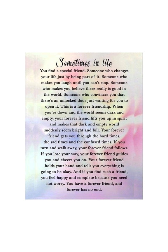 Inspirational Friendship Wall Art Print poster "Sometimes in Life" Quote Poem for Best Friend, Sister, or Loved One Sentimental Gift for Birthday, Thank You, or Just Because