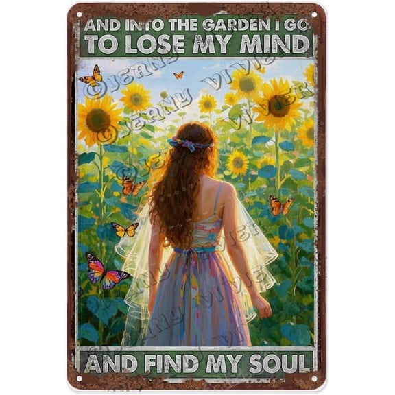 Inspirational Garden Yard Art Metal Sign 8x12 Inch Rustic Boho Wall Decor for Outdoor Spaces | Great Gift for Garden Enthusiasts, Retirees, and Nature Lovers