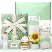 Inspirational Gift Baskets for Women, Unique Happy Birthday Gifts for Women, Thank You Basket Christmas Ideas Box w/Coffee Mug Her Mom Friend Teacher Coworker, Best Employee Appreciation Gifts, Green