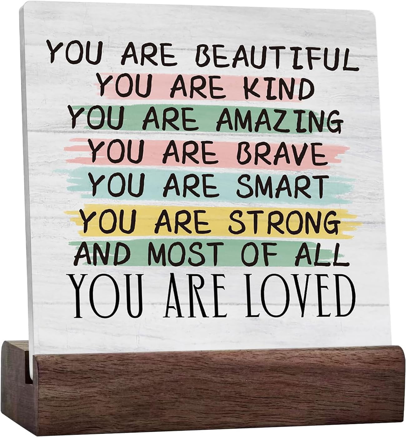 Inspirational Wooden Desk Sign - Motivational Quote Plaque For Office, Women, Friends - 4x4 Inch