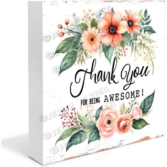 Inspirational Gift Ideas - Thank You Gifts for Women Men Friends - Appreciation Gifts for Coworker - Motivational Quote Decor Home Office Wooden Box Block Sign5"x5"