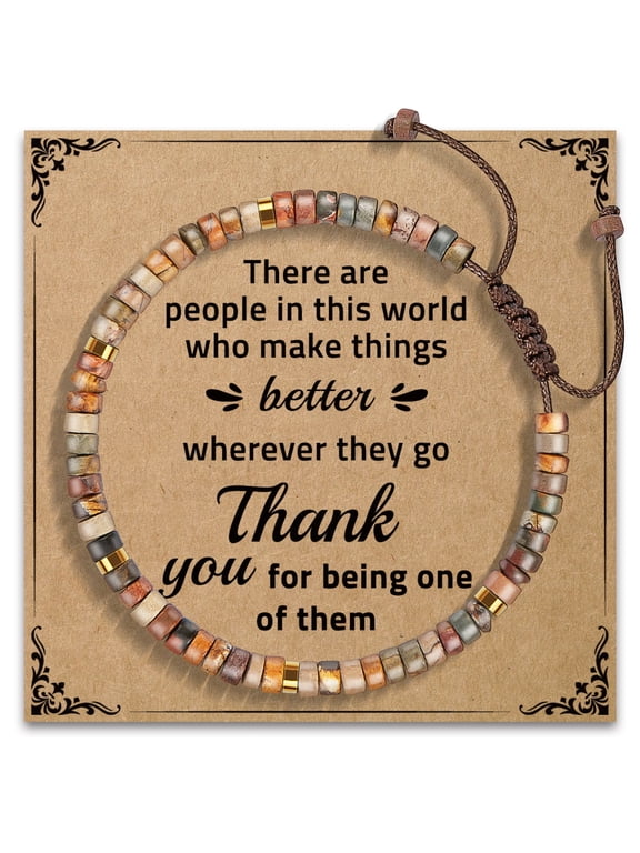Inspirational Gift Ideas - Thank You Gifts for Women Appreciation Gifts for Coworker - Red Creek Jasper Beads Bracelets
