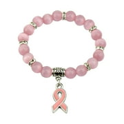 DOLSRINKSYS Inspirational Gift Natural Stone Beaded Cancer Awareness Bracelet Inspirational Gift For Woman Girl'S Friend Sister