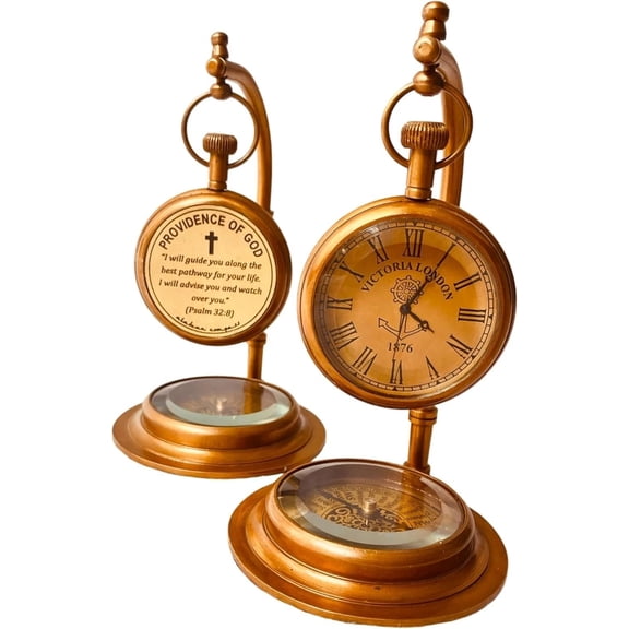 Inspirational Gift Table clock Will Guide You Quote Engraved Desk Compass Grandmother, Grandfather, Birthday, Valentine Gift