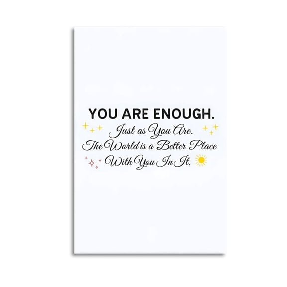 Inspirational Gift for Women You Are Enough Hanging Sign – Employee Appreciation Gift-1 Poster Wrapped Wooden Frame Wall Decor,Canvas Wall Art for Living Room,Bedroom,Office,Ready to Hang