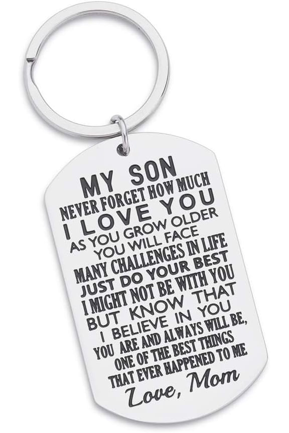 Inspirational Gift to Son from Mom-Never Forget How Much i Love You Gift Keychain for Teen Boy from Mother in Law Stepmom