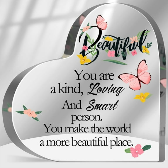 Inspirational Gifts Acrylic for Women Office Positive Affirmations Desk Decor Inspirational Presents for Friends Coworkers Beautiful You Are Kind Loving Smart Person Decorative Sign 5.9x5.9 Inch