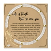 NURFORTA Inspirational Gifts Bracelets for Women Healing Natural Crystal Stone Bracelets - Get Well Soon Gifts for Women Sister Friend Bestie - Life is Tough But So are You Bracelet