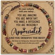 NURFORTA Inspirational Gifts Bracelets for Women - Healing Natural Stone Bracelets - Cheer Up Appreciation Gift for Teachers Women Friends Sister Bestie Coworkers Employees