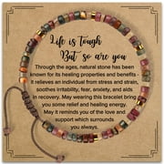 NURFORTA Inspirational Gifts Bracelets for Women Healing Natural Stone Bracelets - Get Well Soon Gifts for Women Best Friends Sister Girls - Life is Tough But So are You Bracelet