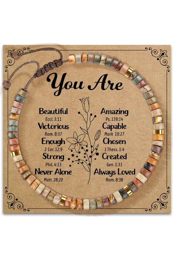 Inspirational Gifts Bracelets for Women Healing Natural Stone Bracelets - Get Well Soon Gifts for Women Best Friends Sister Girls - Life is Tough But So are You Bracelet