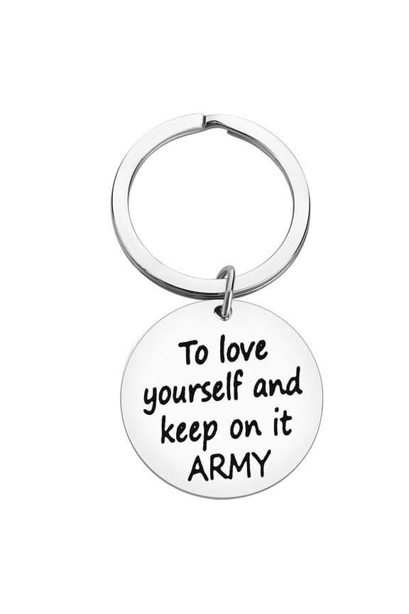 Inspirational Gifts Deploying Keychain To love Yourself and Keep On it ARMY Keyring Military Jewelry Deployment Gifts Encouragement Gifts for Friends Family Graduation Gift for Son Daughter