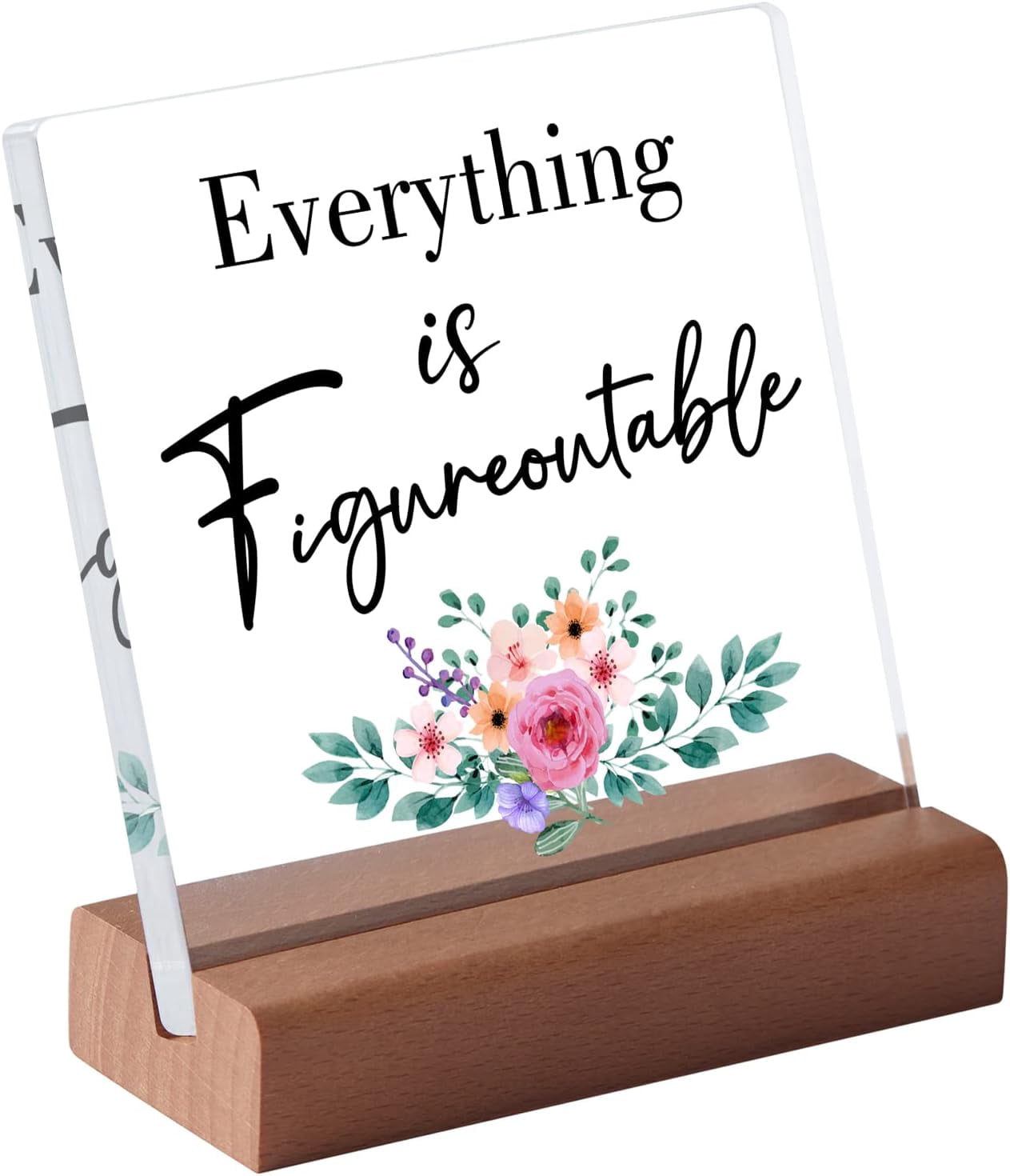 Inspirational Acrylic Desk Sign With Wooden Stand - Motivational Quote Office Decor - View #2