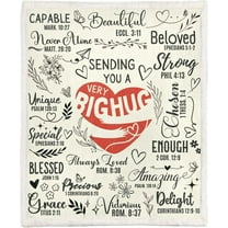 Inspirational Gifts for Women, Bed Flannel Plush Blankets Throws, Get Well Motivational Gifts for Friends, Coworkers, Sisters on Birthday, Christmas (50"x 60"), 470 GSM, Big Hug, Beige