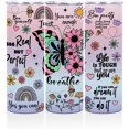 thumbnail image 1 of Inspirational Gifts for Women Floral Butterfly Straight Skinny 20 oz Tumbler Encouragement Gifts for Therapist Friend Self Love Water Bottle Coffee Mug Insulated Tumblers Thermal Cup for Sports Travel, 1 of 6
