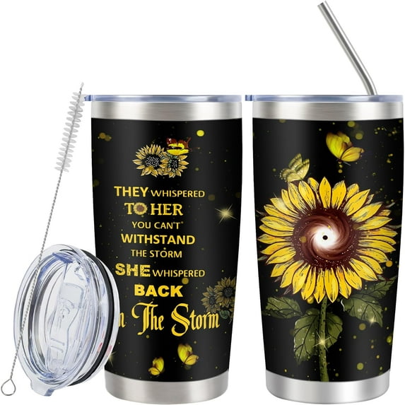 Inspirational Gifts for Women Motivational Gifts for Women Encouragement Gifts for Women I Am The Storm Gifts Inspirational Quotes Sunflower Positivity Birthday Tumbler Gifts for Women