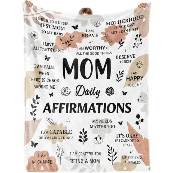 Inspirational Gifts for Women, New Mom Care Package After Baby, New Mom Gifts After Birth, Christmas Birthday Gifts for Mom, Mom Daily Affirmations Throw Blanket 50x60 (Yellow)