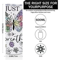 Inspirational Gifts for Women Straight Skinny 20 oz Tumbler Encouragement Gifts for Therapist Mom Bestie Aunt Self Love Water Bottle Coffee Mug Insulated Tumblers Thermal Cup for Sports Travel