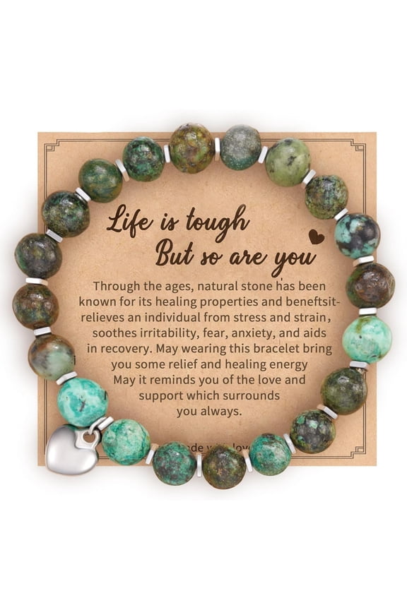 Inspirational Gifts for Women Strength Healing Encouragement Birthday Friendship Spiritual Thoughtful Stone Bracelets Life Is Tough but so Are You Gift for Her