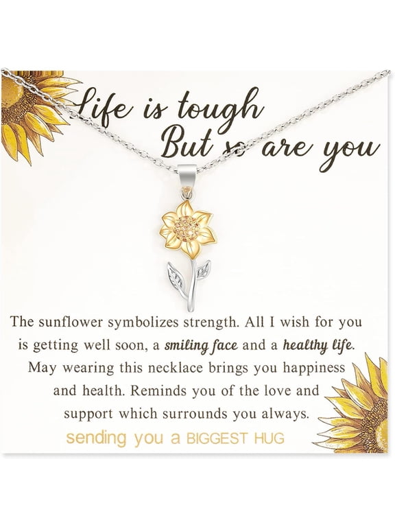 Inspirational Gifts for Women, Thinking of You Sunflower Necklace Gifts, Get Well Encouragement Feel Better Cheer Up Sympathy Motivational Miscarriage Grief Items