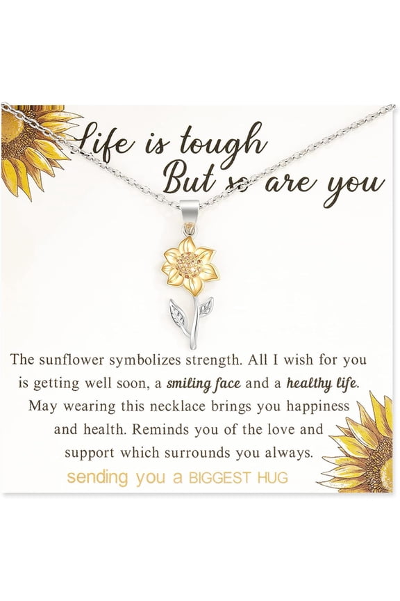 Inspirational Gifts for Women, Thinking of You Sunflower Necklace Gifts, Get Well Encouragement Feel Better Cheer Up Sympathy Motivational Miscarriage Grief Items
