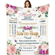 Inspirational Gifts for Women, Warm Hugs Healing Blanket, Get Well Gifts for Women After Surgery, Breast Cancer Gifts for Woman, Thinking of You Gifts for Women Soft Throw Blanket 60"x50"