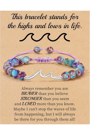 Inspirational Gifts for Women, Wave Bracelet Encouragement Gifts, Natural Stone Beaded Bracelets Life Is Tough Cheer Up Spiritual Thoughtful Get Weel Gifts Birthday Mothers Day Jewelry