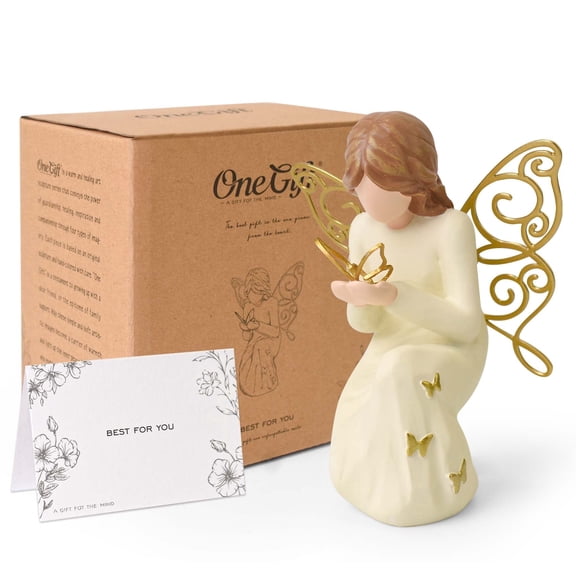 Guardian Angel Figurine, Sympathy Gifts for Women, Resin Spiritual Tabletop Home Decor, Butterfly Accents Symbolizing Faith, Hope & New Beginnings