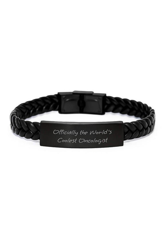 Inspirational Gifts from Men to Oncologists, Christmas Unique Presents for Friends of Cancer Doctors, Interlaced Leather Bracelet