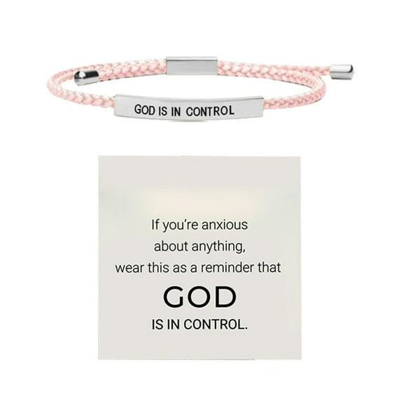 Inspirational God Is In Control Bracelet Adjustable Braided Stainless Steel Lettering Accessory for Everyday Wear