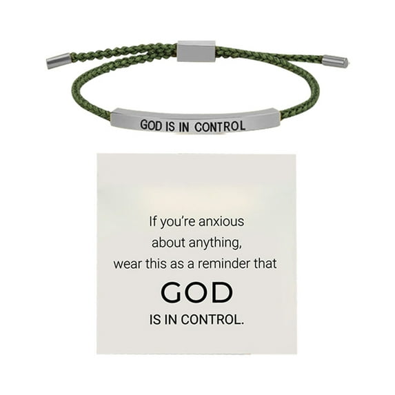 Inspirational God Is In Control Bracelet Adjustable Braided Stainless Steel Lettering Accessory for Everyday Wear
