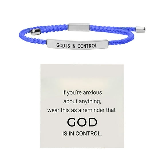 Inspirational God Is In Control Bracelet Adjustable Braided Stainless Steel Lettering for Daily Wear