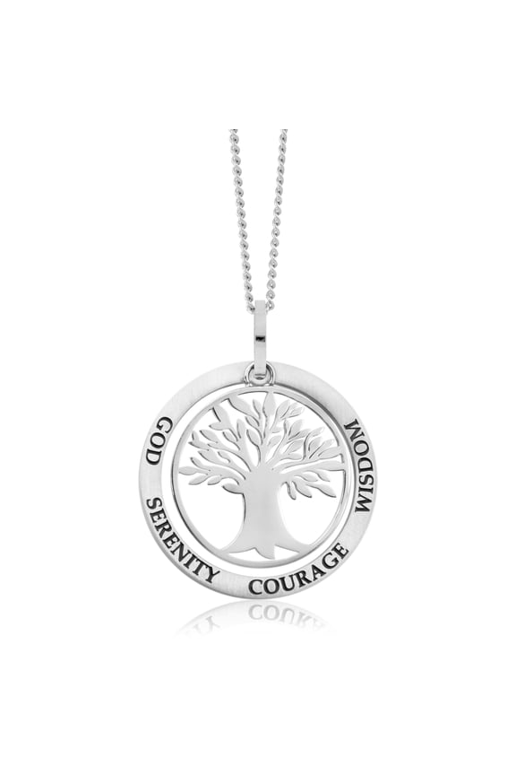 Inspirational "God Serenity Courage Wisdom" Family Tree Pendant Necklace