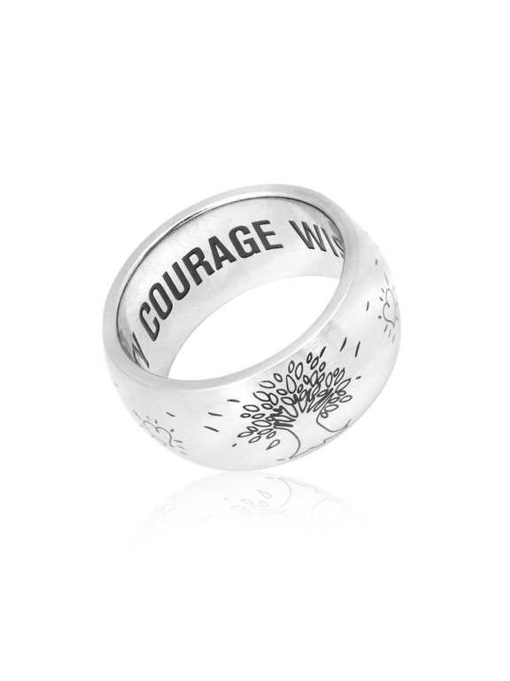 Inspirational God Serenity Wisdom Courage Family Tree Engraved Ring size 10