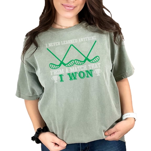 Inspirational Golf Sports Quote for Winners, Moss Comfort Colors T-Shirt, Medium