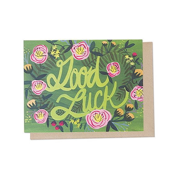 Inspirational Good Luck Card with Floral Design – Beautiful Green Background – Perfect for Graduations, New Jobs, or Special Occasions – Envelope Included