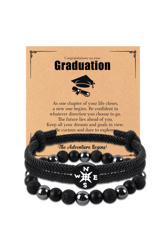 Inspirational Graduation Gifts 2026 Compass Bracelet - Class of Grad Gift for Classmates Friends, Adjustable Jewelry