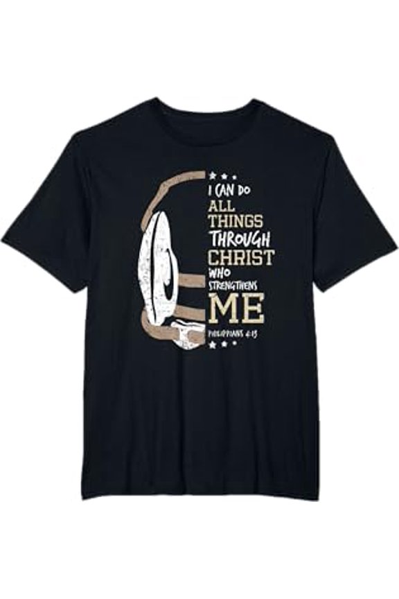 Inspirational Graphic T-Shirt for Athletes Featuring Philippians 4:13 Motivational Design