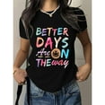 thumbnail image 1 of Inspirational Graphic Tee Cotton Top Smiley Design Motivational Casual Short Sleeve Crew Neck Black S-5XL, 1 of 5