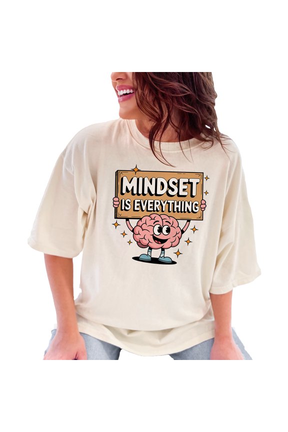 Inspirational Graphic Tee, Mindset is Everything T-Shirt, Motivational Quote T-Shirt, Positive Thinking T-Shirt, Unique Gift Idea, Ivory Comfort Colors T-Shirt, Large