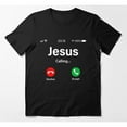 thumbnail image 1 of Inspirational Graphic Tee,Tops Has "Jesus Calling..." Text with Call Interface Design, Round Neck Regular Fit T - shirts, Size(S - 5XL), 1 of 5