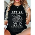 thumbnail image 1 of Inspirational Graphic Tee,Tops Has "SATIVA TO CHANGE THE THINGS I CAN INDICA TO ACCEPT THE THINGS I CANNOT" Text Design, Round Neck Oversized Fit T - shirts, Size(S - 5XL), 1 of 5