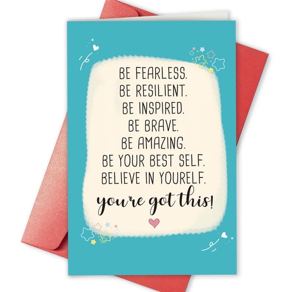 Inspirational Greeting Card Be Fearless, Be Resilient Motivational Design Encouraging Quote for Friends and Family Includes Envelope for Gifting