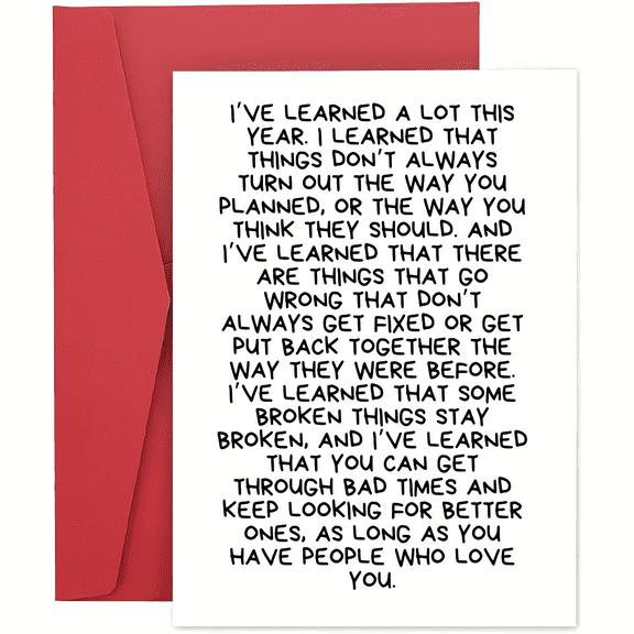 Inspirational Greeting Card – “Lessons Learned” Quote – Blank Inside with Red Envelope – Perfect for Encouragement, Motivation, and Support