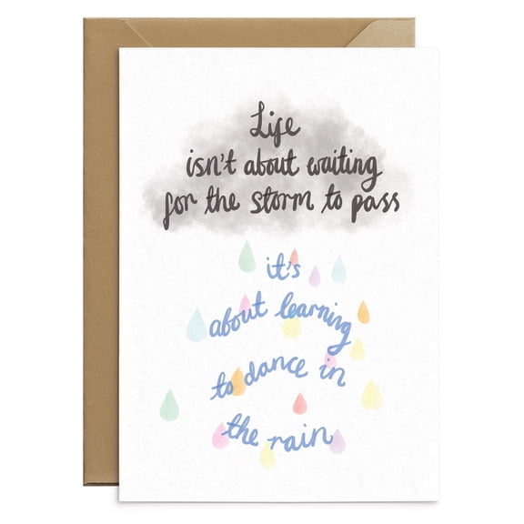 Inspirational Greeting Card – “Life Isn't About Waiting for the Storm to Pass” – Beautiful Watercolor Design – Blank Inside with Envelope – Perfect for Encouragement and Motivation
