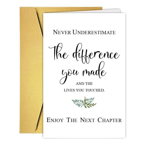 Inspirational Greeting Card - "Never Underestimate the Difference You Made" - Beautiful Design with Gold Envelope - Perfect for Farewells and Celebrations