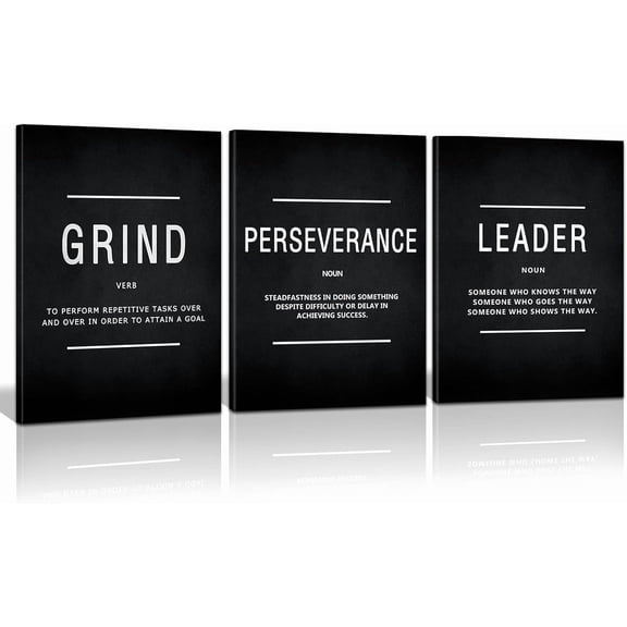 Inspirational Grind Wall Art for Home Office Workplace, Perseverance Leader Canvas Quotes Motivate Success Positive Poster Framed Motivation Gift for Friends Entrepreneur Ready to Hang