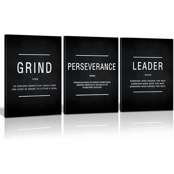 Inspirational Grind Wall Art for Home Office Workplace, Perseverance Leader Canvas Quotes Motivate Success Positive Poster Framed Motivation Gift for Friends Entrepreneur Ready to Hang