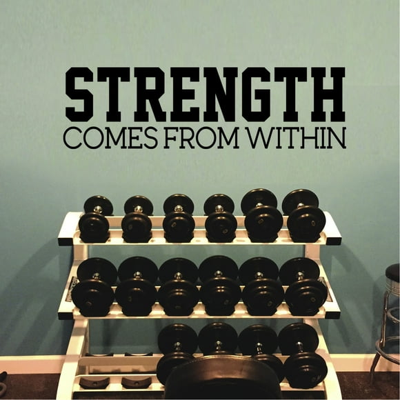 Inspirational Gym Quotes Wall Art Vinyl Decal - Strength Comes from Within - 8" x 28" Workout Gym Fitness Quote Wall Decal Sticker Decals Removable Signs